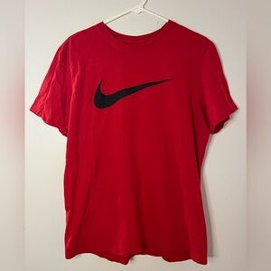 Nike Men's Bold Red Tee with Black Swoosh
